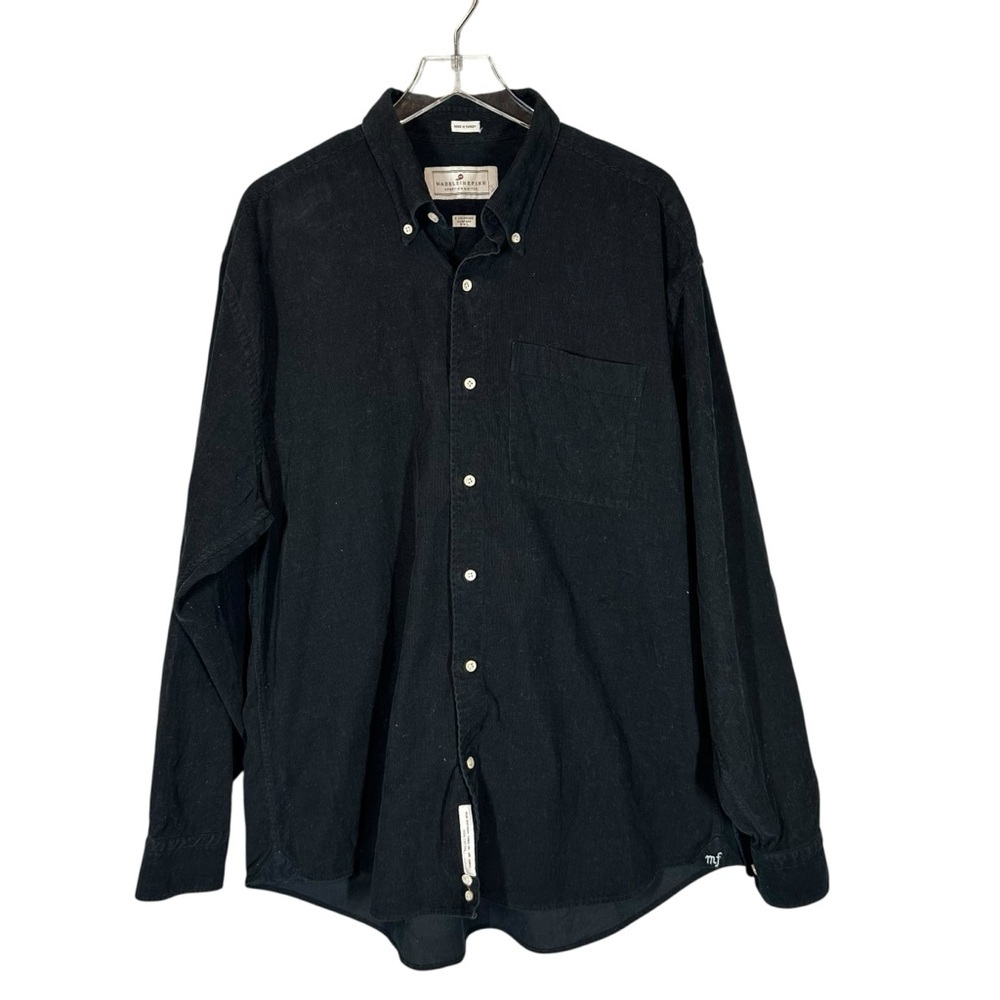 MADELEINE FINN Men's XXL Black Corduroy Long Sleeve Button Down Shirt
